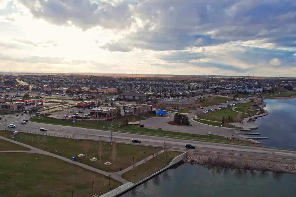A residential street in Chestermere Luxury